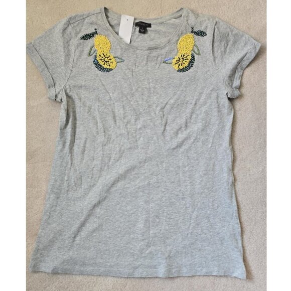 Ann Taylor Tops - 🍋 Ann Taylor Embellished Cotton Tee – Lemon Detail - New🍋